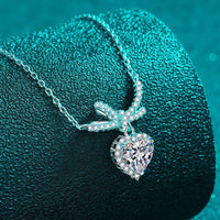 Moissanite Heart Pendant Necklace - Sterling Silver Shine Velanci