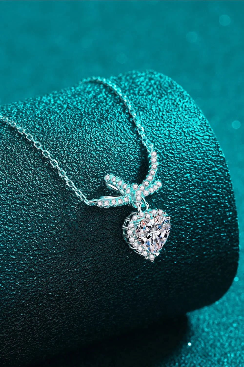 Moissanite Heart Pendant Necklace - Sterling Silver Shine Velanci