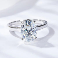 Moissanite Ring Giulia - 2.5ct Oval Solitaire Minimalist Women's Ring Velanci