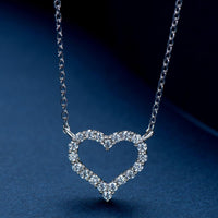 Moissanite Heart Necklace - Platinum Plated Sterling Silver Velanci