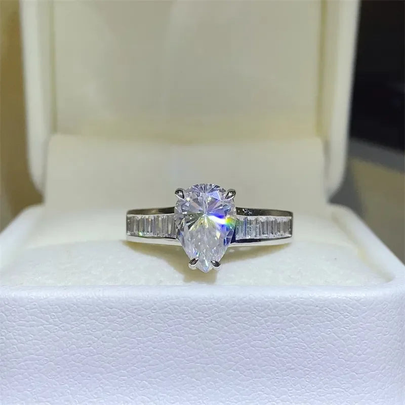 Sterling Silver 3 Carat Moissanite Ring Bianca - Brilliance Women's Ring Velanci