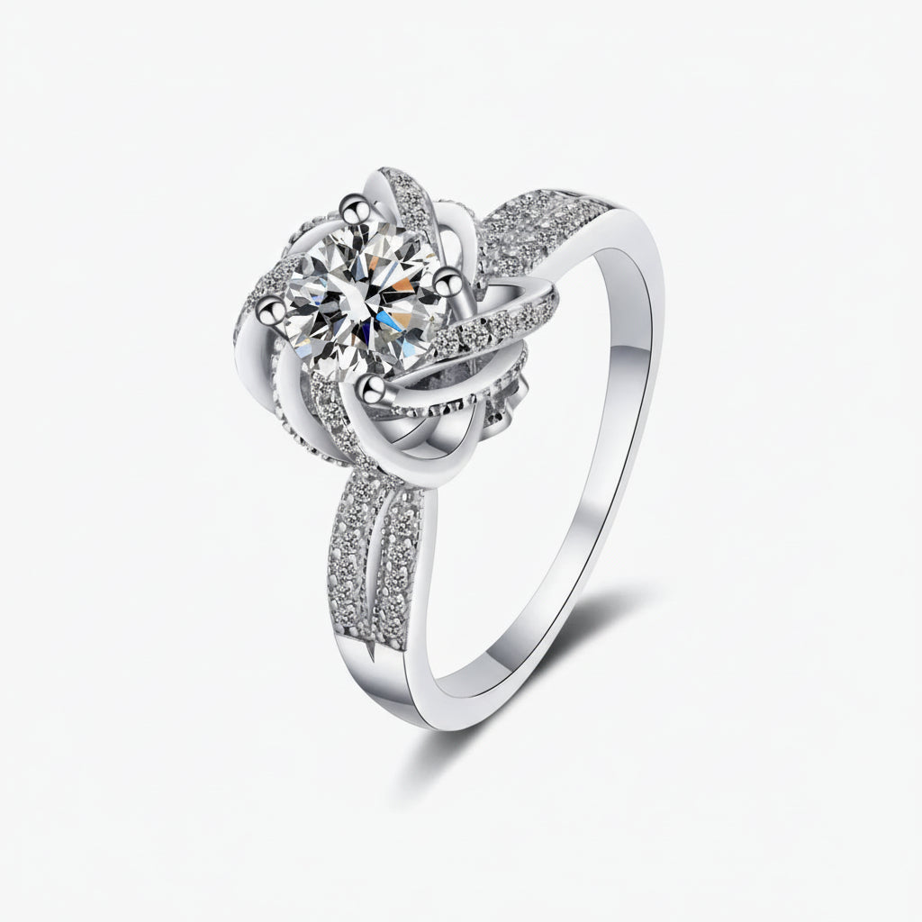 Sterling Silver Moissanite Ring Alessia - All Day Comfort Fit Women's Ring Velanci