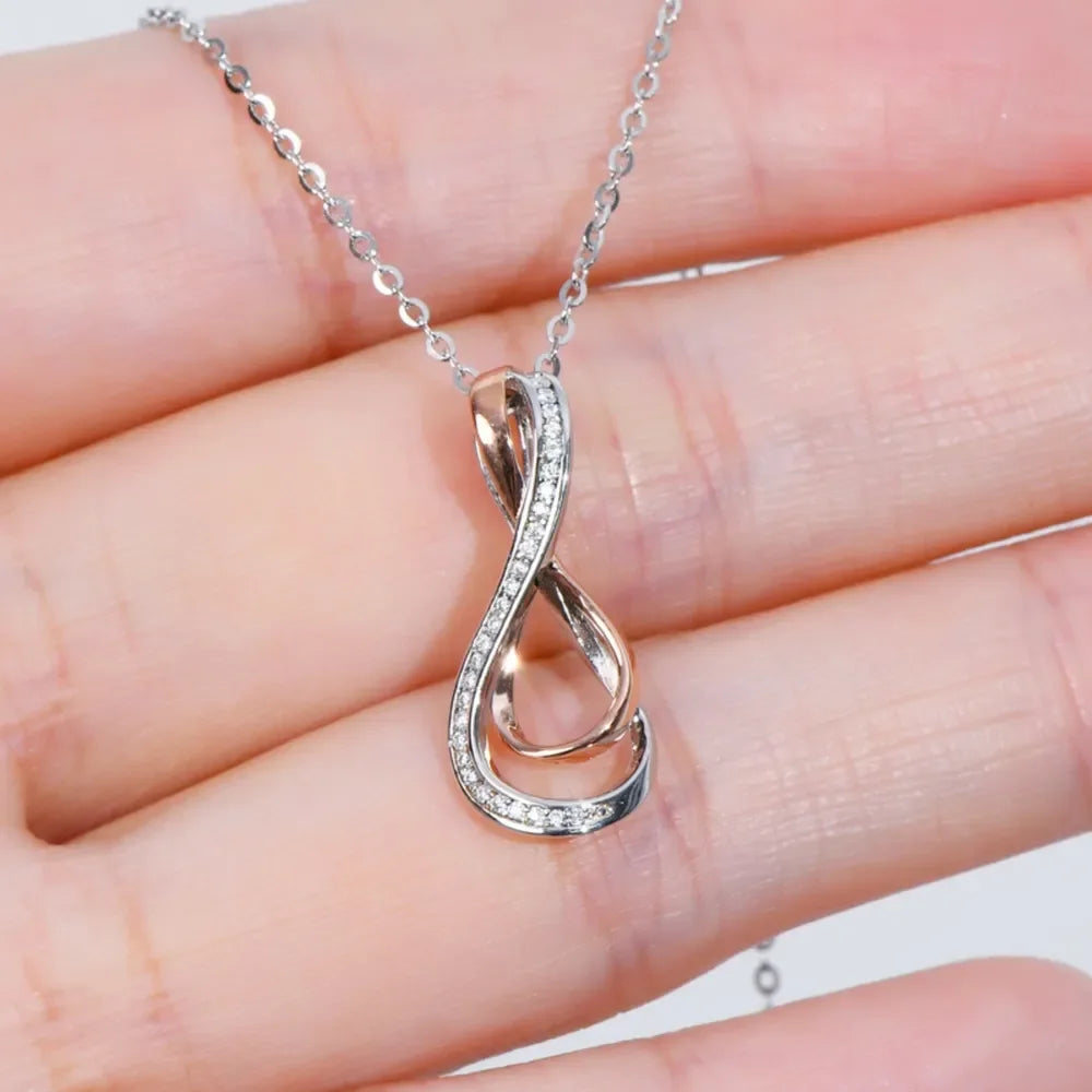 Sterling Silver Moissanite Infinity Necklace - Dainty Velanci