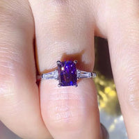 1 Carat Moissanite Ring Alessia - Platinum-Plated Purple Hue Women's Ring Velanci