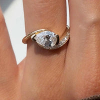 Ring Giulia - 1.5 Carat Moissanite, Curved Pavé Band Women's Ring Velanci