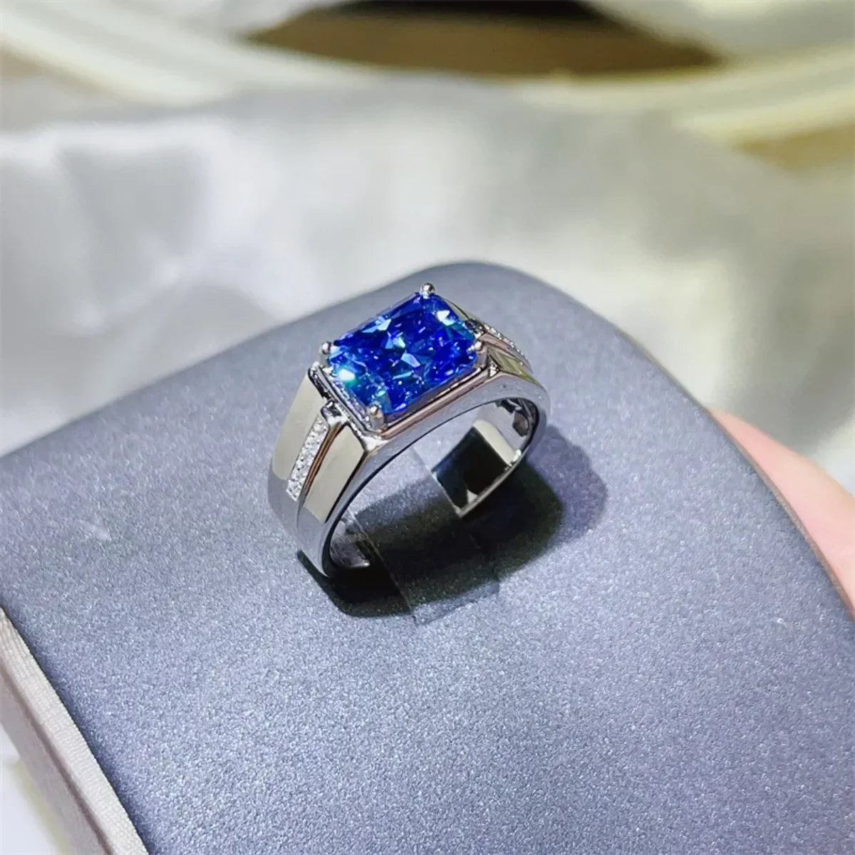2 Carat Moissanite Sterling Silver Ring Valentina - Azure Women's Ring Velanci
