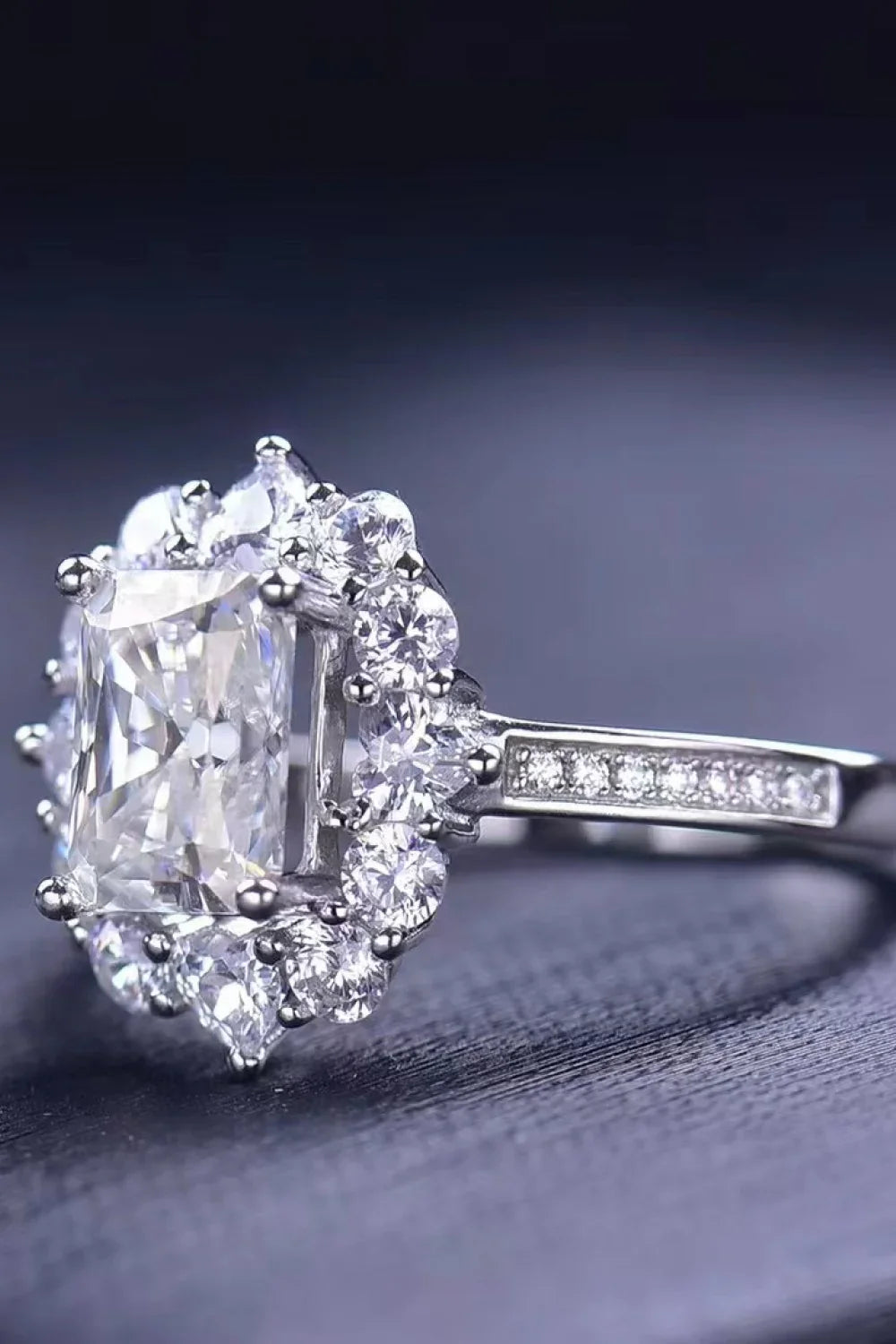 Moissanite Ring Sofia - 2 Carat Cushion Halo Sparkle Women's Ring Velanci