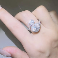 2 Carat Moissanite Silver Bypass Ring Giulia - Shine Women's Ring Velanci