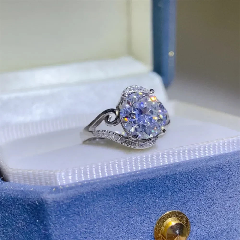 3 Carat Moissanite Sterling Ring Lucia - Coastal Sparkle Women's Ring Velanci