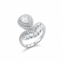 Moissanite Crown Ring Sterling Silver Giovanna - D Color Glow Women's Ring Velanci
