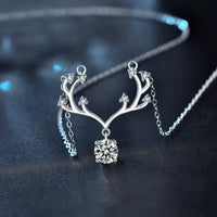Moissanite Deer Antler Necklace - Sterling Silver Shine Velanci