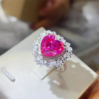Ring Isabella - 5 Carat Moissanite Heart Glow Silver Women's Ring Velanci