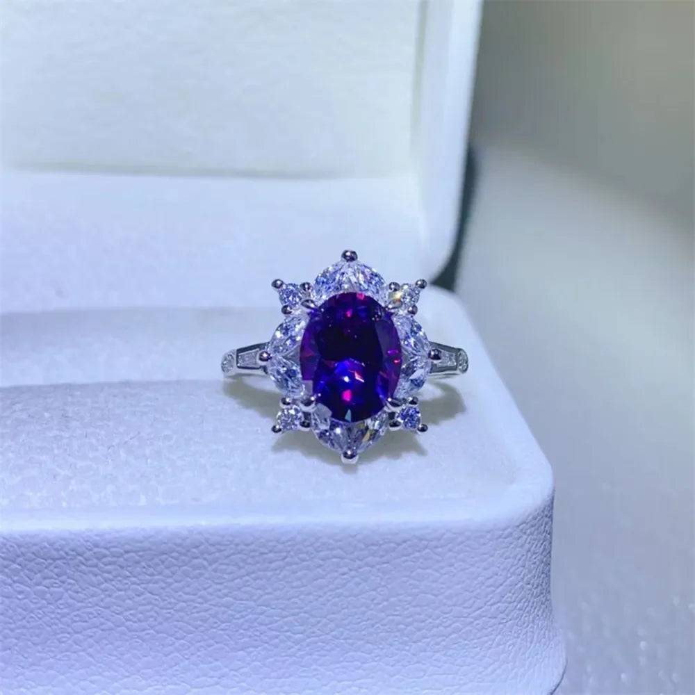 2Ct Moissanite Sterling Silver Ring Bianca - Coastal Glow Women's Ring Velanci