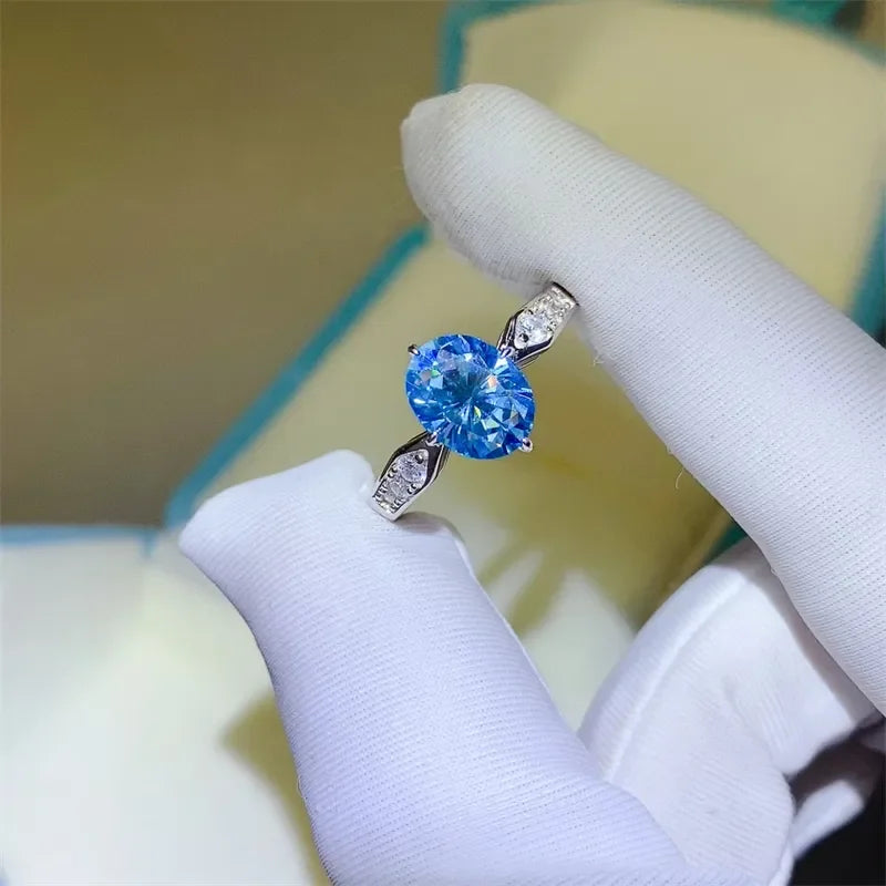 Ring Valentina - 2ct Blue Moissanite Sparkle Everyday Shine Women's Ring Velanci