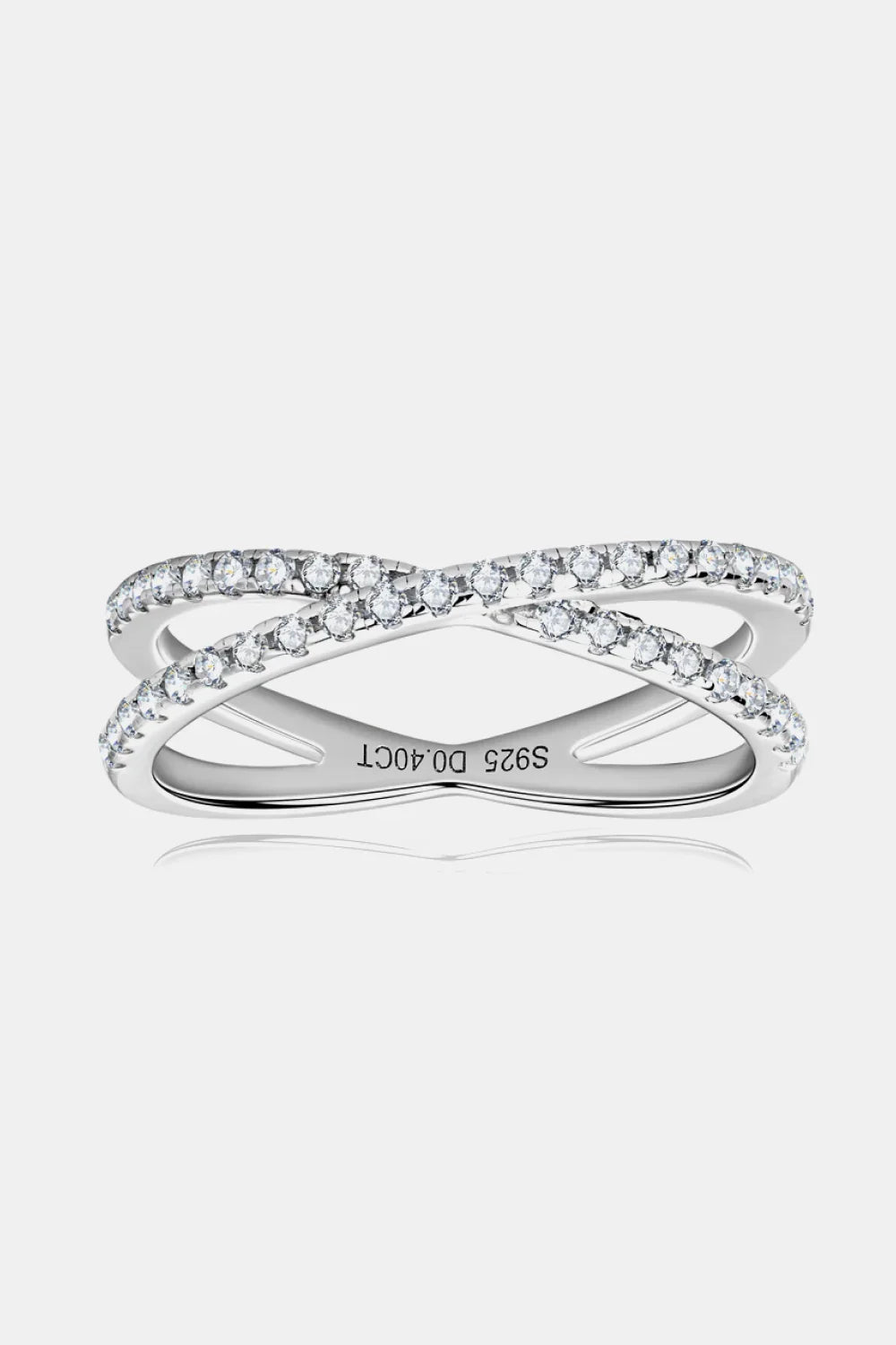 Moissanite Ring Bianca - Crisscross Sterling Silver Shine Women's Ring Velanci