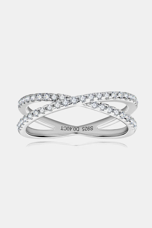 Moissanite Ring Bianca - Crisscross Sterling Silver Shine Women's Ring Velanci