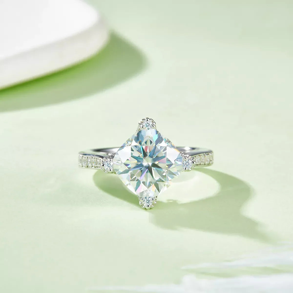 Ring Luna - 4ct Moissanite, Platinum-Plated Sterling Silver Women's Ring Velanci