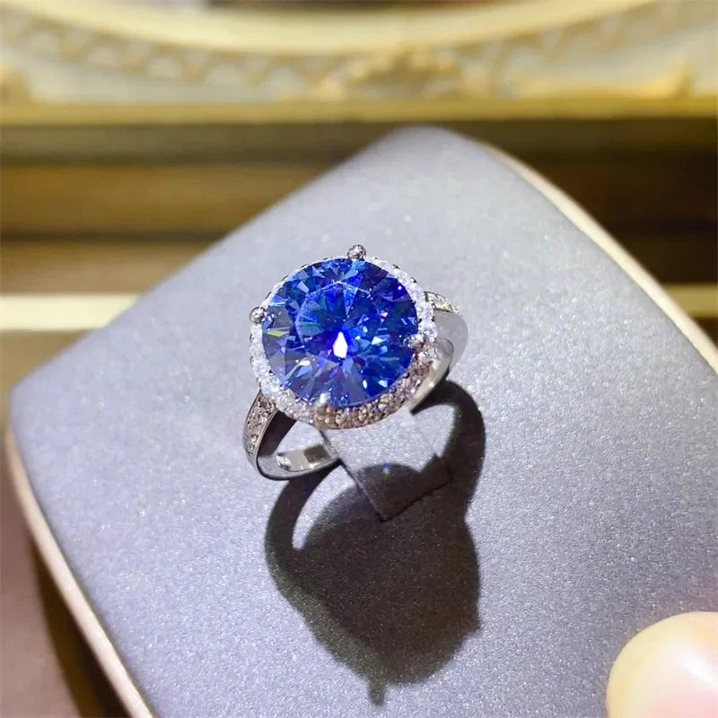 5ct Moissanite Sterling Silver Ring Giovanna - Halo Shine Women's Ring Velanci