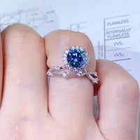 Moissanite Ring Bianca - 1 Carat Silver Halo Shine Women's Ring Velanci