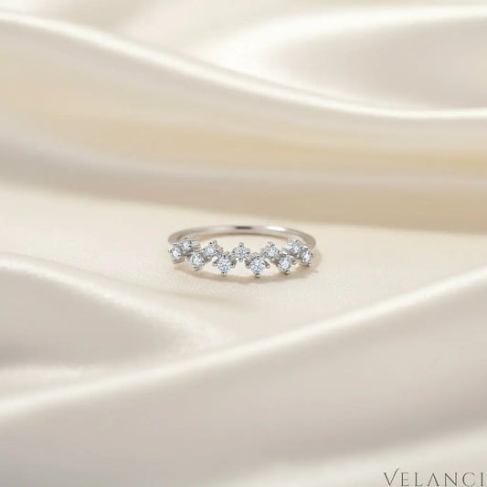 Moissanite Ring Sofia - Coastal Elegance With Rhodium Plating Velanci