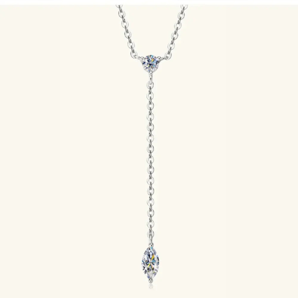 VVS1 Moissanite Y-Drop Necklace - 18K Gold-Plated Silver Velanci