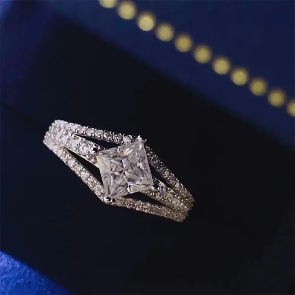 1 Carat Moissanite Platinum-Plated Sterling Ring Luna - Glow Women's Ring Velanci