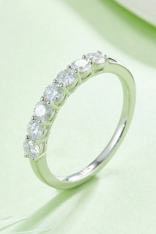 Moissanite Platinum-Plated Ring Giulia - Seven-Stone Shine Women's Ring Velanci