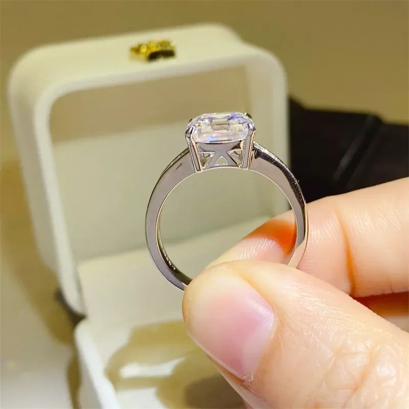 3Ct Moissanite Ring Elena - Square Cut Silver Shine Women's Ring Velanci