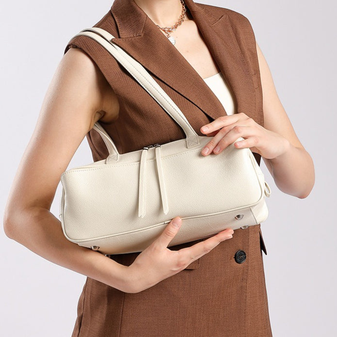 Exquisite Genuine Pebbled Leather Shoulder Handbag