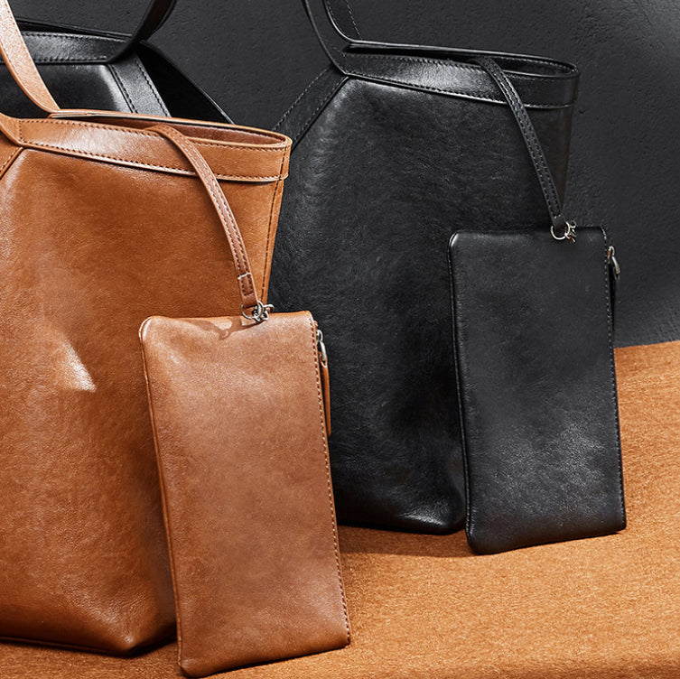 Korean Style Autumn Luxe Leather Tote Bag