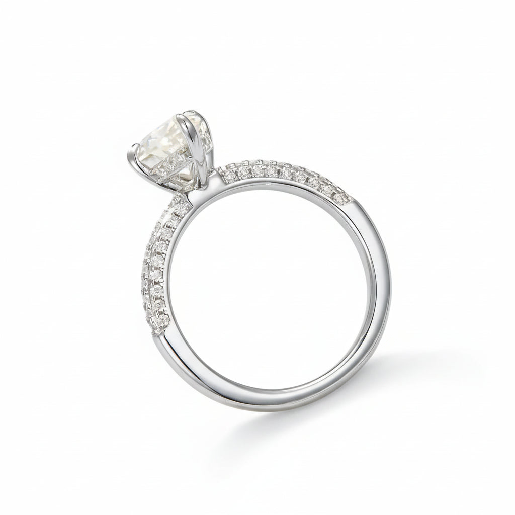 Ring Giulia - 2 Carat Moissanite Silver, Platinum-Plated Women's Ring Velanci
