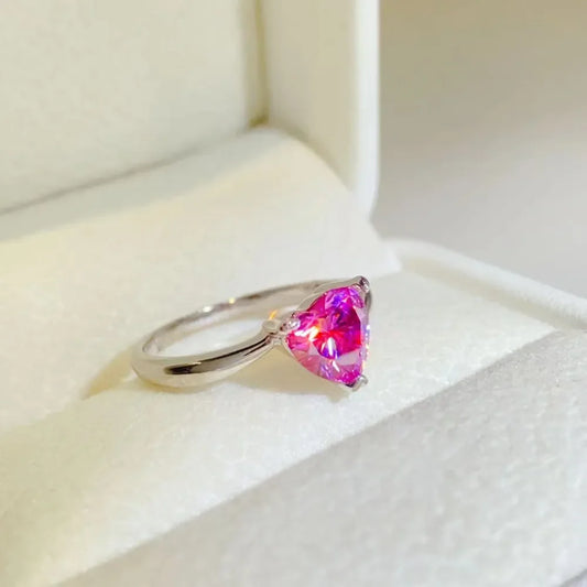 1 Carat Moissanite Ring Bianca - Pink Heartcut Shine Women's Ring Velanci