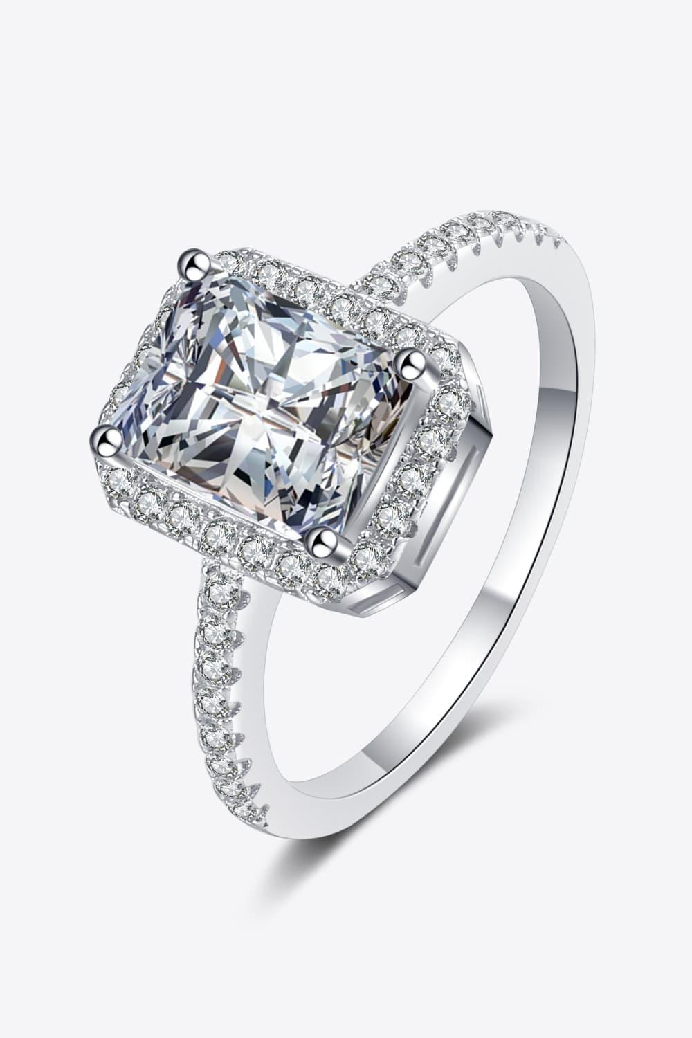 Ring Giulia - 2 Carat Moissanite Halo Sterling Silver Women's Ring Velanci
