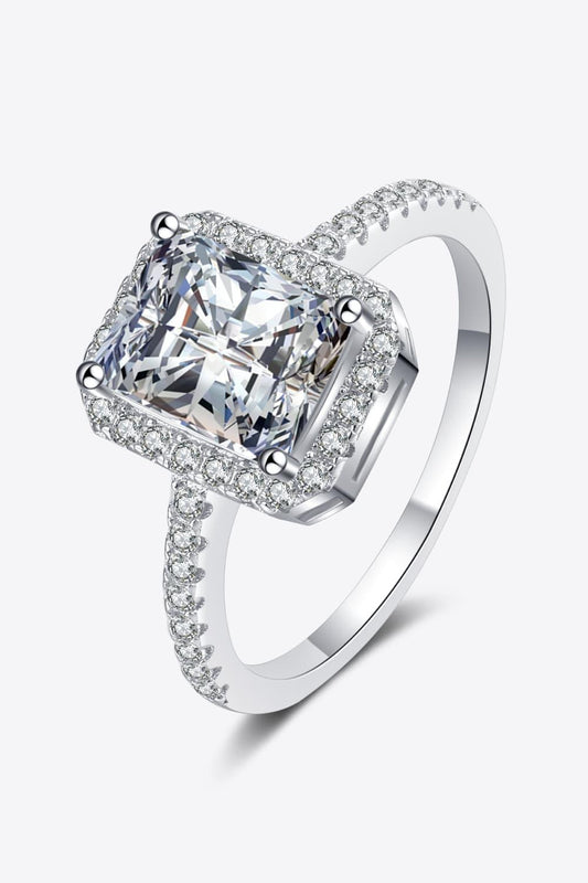 Ring Giulia - 2 Carat Moissanite Halo Sterling Silver Women's Ring Velanci