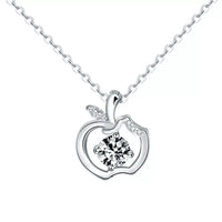 Moissanite Apple Pendant Necklace - Sterling Silver 0.5ct Velanci