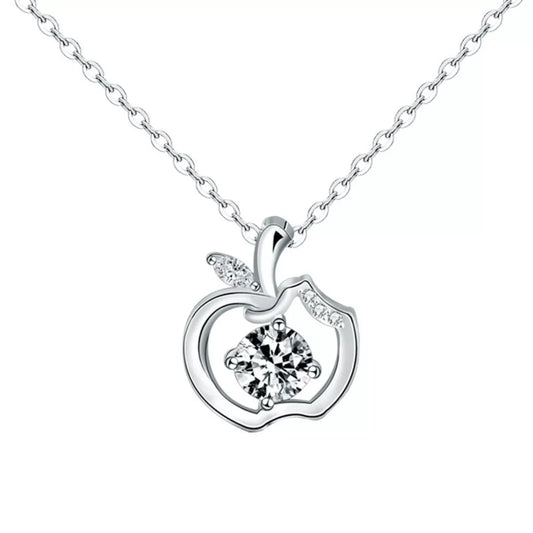 Moissanite Apple Pendant Necklace - Sterling Silver 0.5ct Velanci