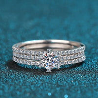 Moissanite Sterling Silver Ring Set Giovanna - Coastal Shine Women's Ring Velanci