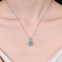 1 Carat Moissanite Sterling Silver Necklace - Halo Pendant Velanci