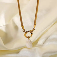 Gold-Plated Freshwater Pearl Pendant Necklace - Elegant Velanci