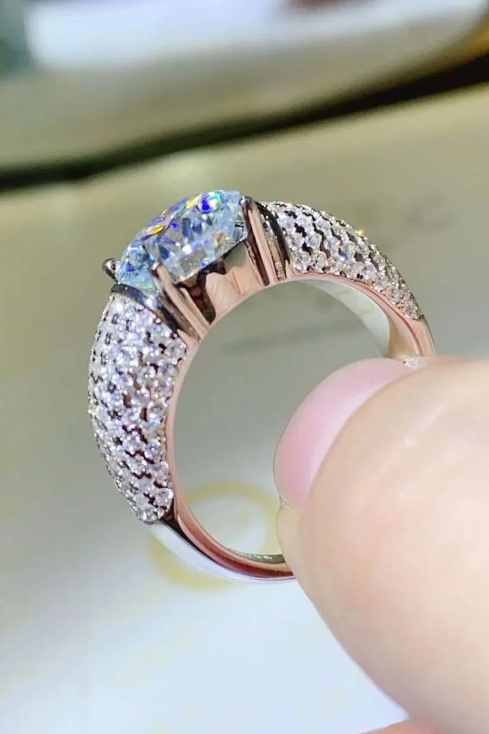 Ring Giulia - 3 Carat Moissanite Silver Ring Shine Women's Ring Velanci