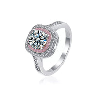 1 Carat Moissanite Ring Giulia - Sterling Silver Halo Women's Ring Velanci