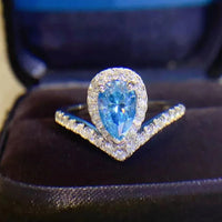 Ring Alessia - Pear Heart Moissanite Sterling Silver Women's Ring Velanci