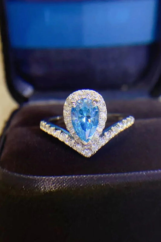 Ring Alessia - Pear Heart Moissanite Sterling Silver Women's Ring Velanci