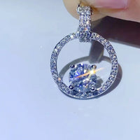Moissanite Circle Pendant Necklace - 1 Carat Halo Design Velanci
