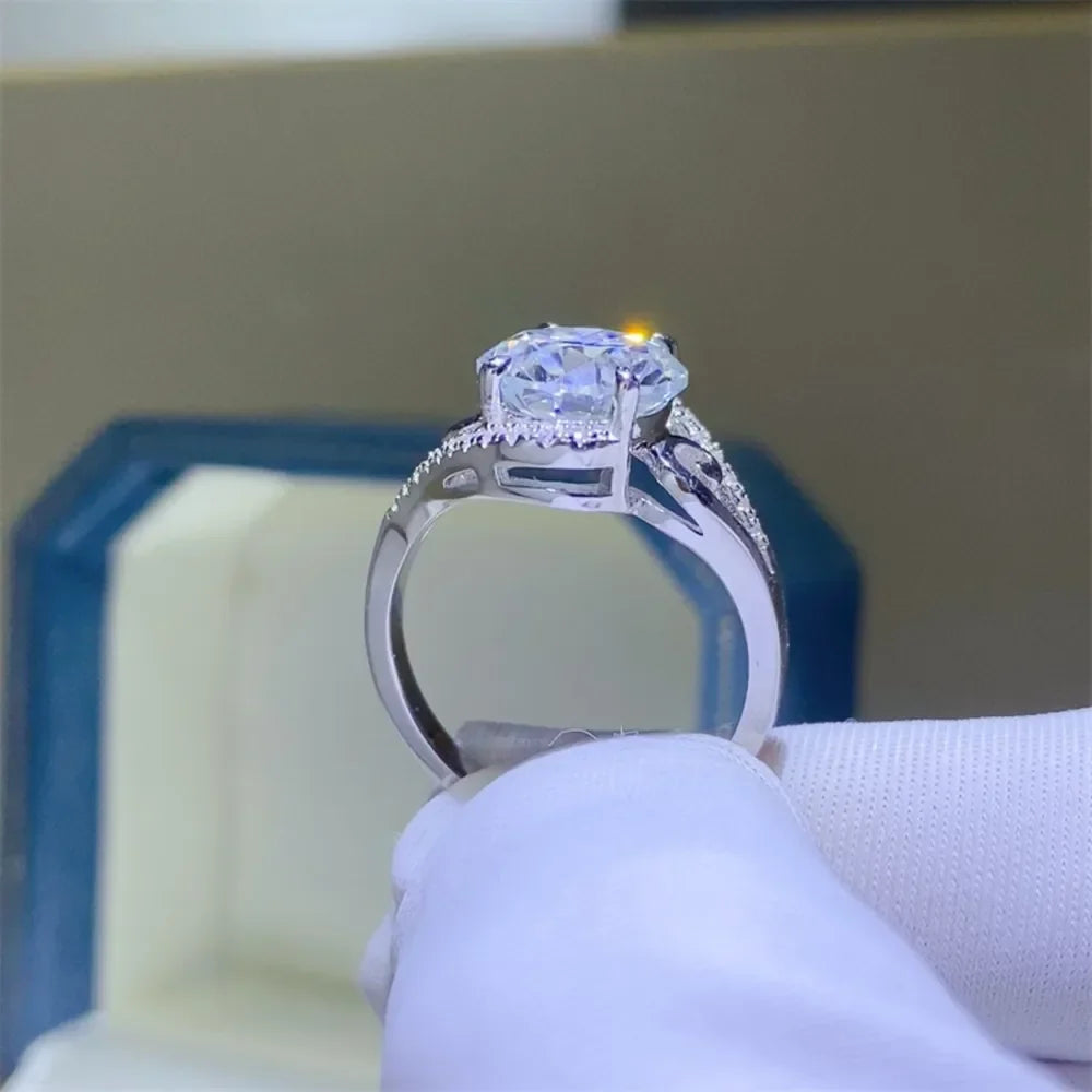 3 Carat Moissanite Sterling Ring Lucia - Coastal Sparkle Women's Ring Velanci