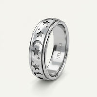 Anxiety Fidget Ring for Men & Women, 925 Sterling Silver Meditation Spinner Ring, Anti Stress Rotating Worry Band Gift for Him Her, Platinum & 18K Vermeil Gold Plated Ring for Women, Comfort Fit Velanci