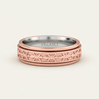 Anxiety Fidget Ring for Men & Women, 925 Sterling Silver Meditation Spinner Ring, Anti Stress Rotating Worry Band Gift for Him Her, Platinum & 18K Vermeil Gold Plated Ring for Women, Comfort Fit Velanci