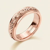 Anxiety Fidget Ring for Men & Women, 925 Sterling Silver Meditation Spinner Ring, Anti Stress Rotating Worry Band Gift for Him Her, Platinum & 18K Vermeil Gold Plated Ring for Women, Comfort Fit Velanci