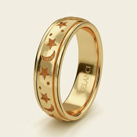 Anxiety Fidget Ring for Men & Women, 925 Sterling Silver Meditation Spinner Ring, Anti Stress Rotating Worry Band Gift for Him Her, Platinum & 18K Vermeil Gold Plated Ring for Women, Comfort Fit Velanci