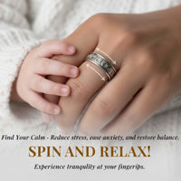 Anxiety Fidget Ring for Men & Women, 925 Sterling Silver Meditation Spinner Ring, Anti Stress Rotating Worry Band Gift for Him Her, Platinum & 18K Vermeil Gold Plated Ring for Women, Comfort Fit Velanci